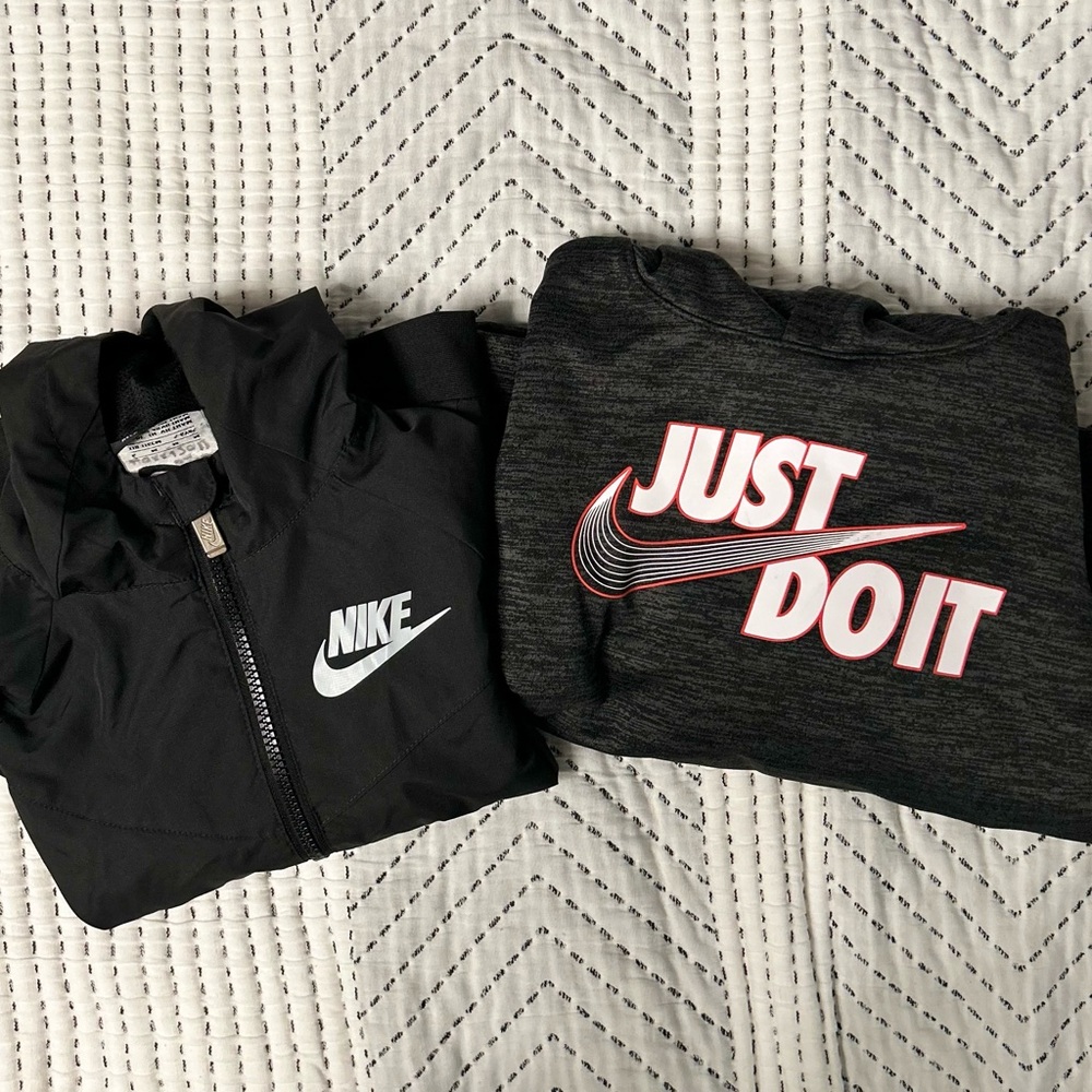 Nike Kids Black Zip-Up jacket  and Dark Gray 'Just Do It' Sweatshirt